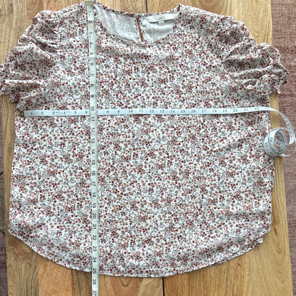 LOFT Floral Blouse - White, Pink, Peach, Burnt Orange, Size XL